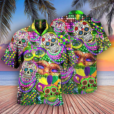 Skull Mardi Gras - Hawaiian Shirt - Owls Matrix LTD