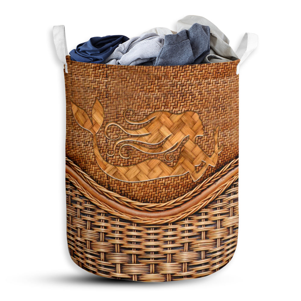 Mermaid Rattan Teaxture Nice Style - Laundry Basket - Owls Matrix LTD