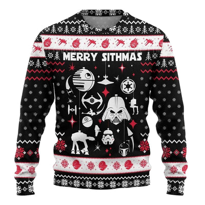 Christmas Star Wars Merry Sithmas Darth Vader Red And White - Sweater - Ugly Christmas Sweaters