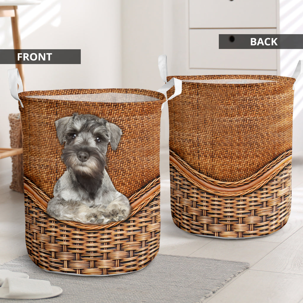 Miniature Schnauzers Dog Rattan Teaxture - Laundry Basket - Owls Matrix LTD