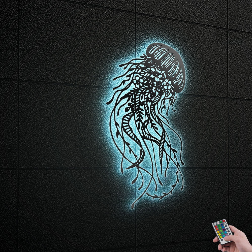 Jellyfish Floral Sculpture Style - Led Light Metal - Owls Matrix LTD