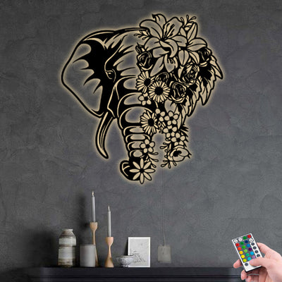 Floral Elephant Classic Style - Led Light Metal - Owls Matrix LTD