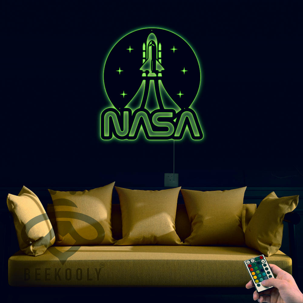 Retro Nasa To The Galaxy - Led Light Metal - Owls Matrix LTD