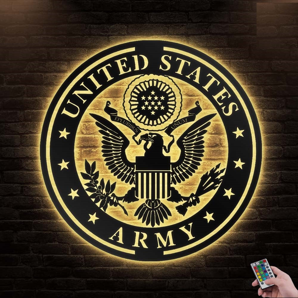 12"x12" US Army United States Army - Led Light Metal - Owls Matrix LTD