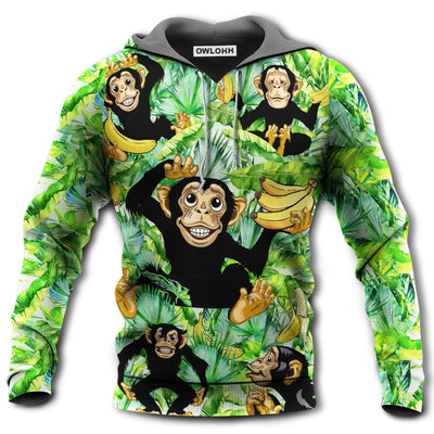 Unisex Hoodie / S Monkey Loves Banana Green Leaf - Hoodie - Owls Matrix LTD