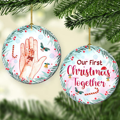 Family Mother Our First Christmas Together - Circle Ornament - Owls Matrix LTD