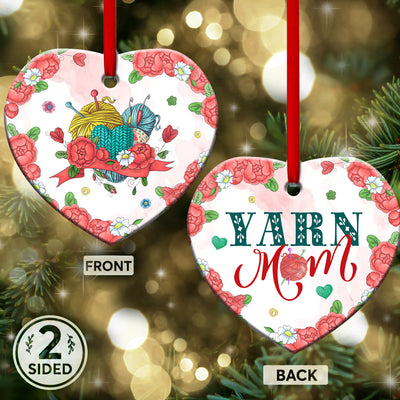 Crochet Family Mother Yarn Mom - Heart Ornament - Owls Matrix LTD