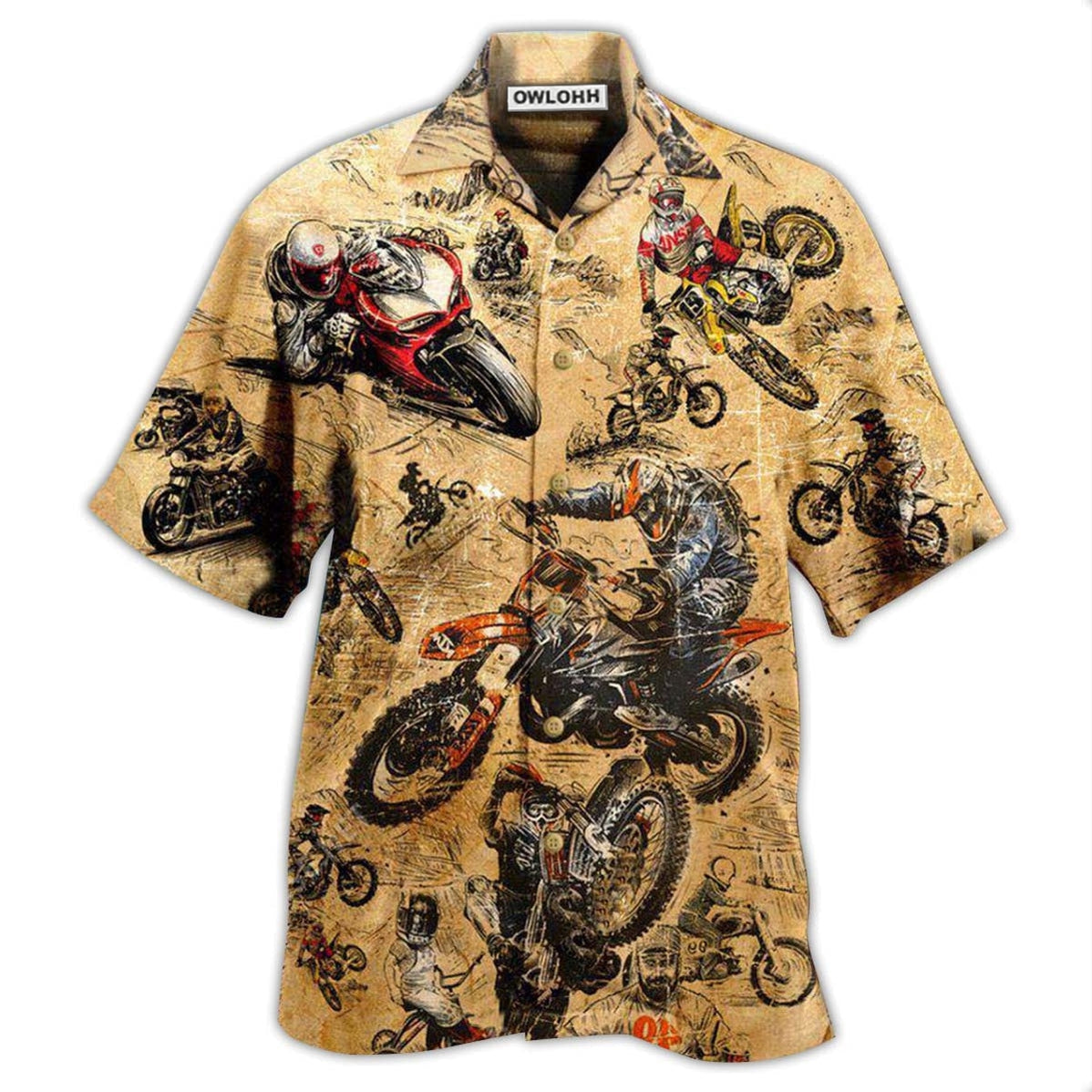 Hawaiian Shirt / Adults / S Motorcycle Racing Retro Vintage - Hawaiian Shirt - Owls Matrix LTD