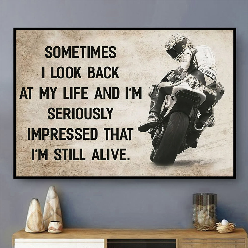 Motorcycle I'm Still Alive - Horizontal Poster - Owls Matrix LTD