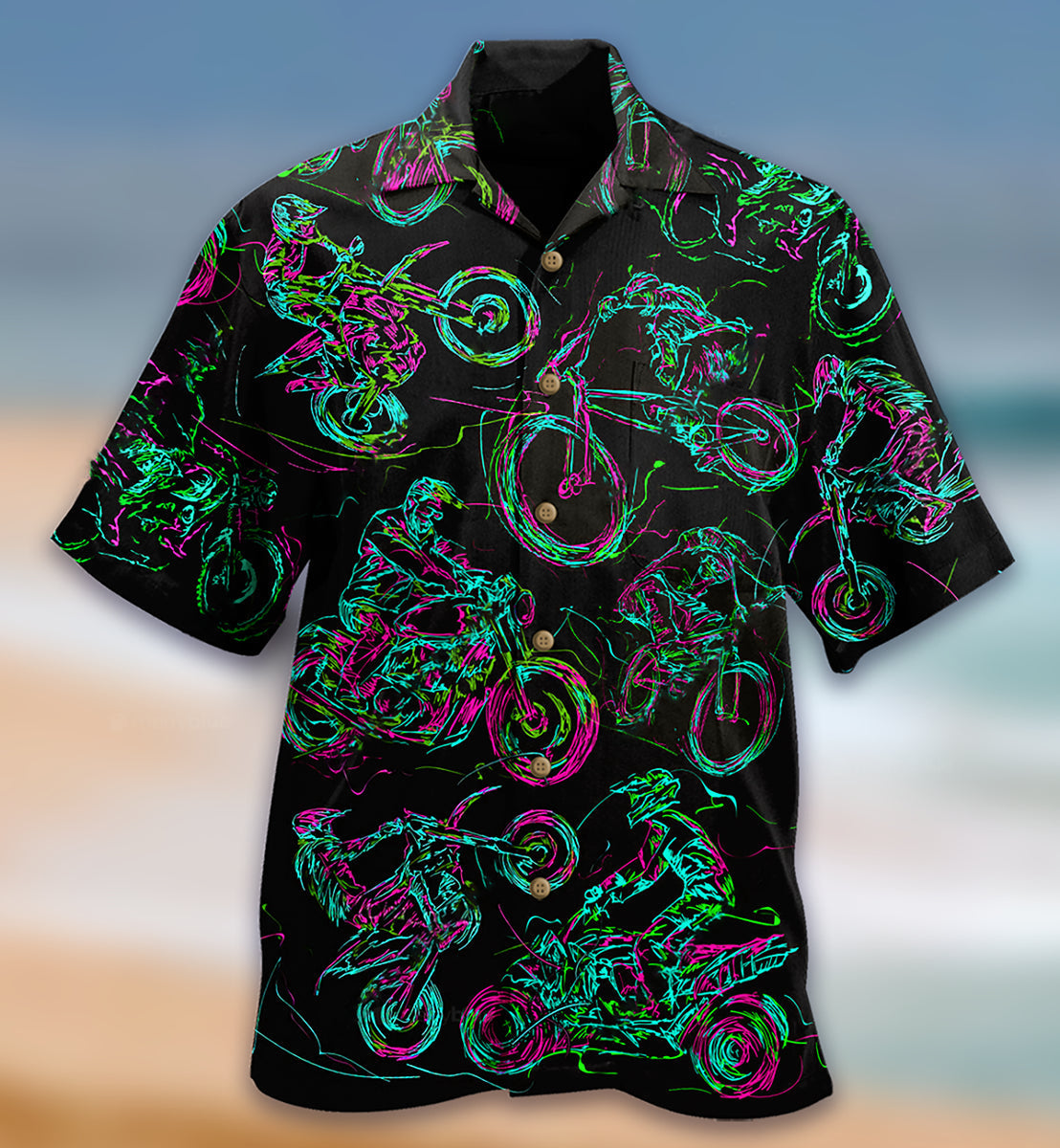 Motorcycle Lover Neon Light - Hawaiian Shirt - Owls Matrix LTD