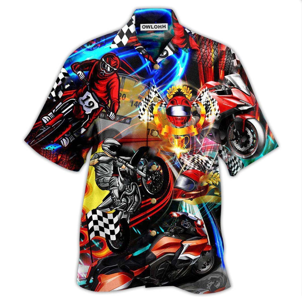 Hawaiian Shirt / Adults / S Motorcycle Race The Rain Ride The Wind - Hawaiian Shirt - Owls Matrix LTD