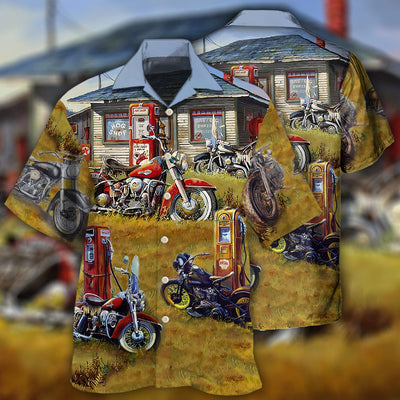 Motorcycle Vintage Shop Grass - Hawaiian Shirt - Owls Matrix LTD