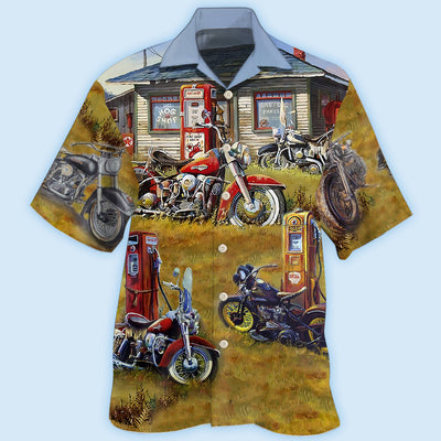 Motorcycle Vintage Shop Grass - Hawaiian Shirt - Owls Matrix LTD