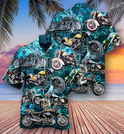 Motorcycle Love Life Blue Style - Hawaiian Shirt - Owls Matrix LTD