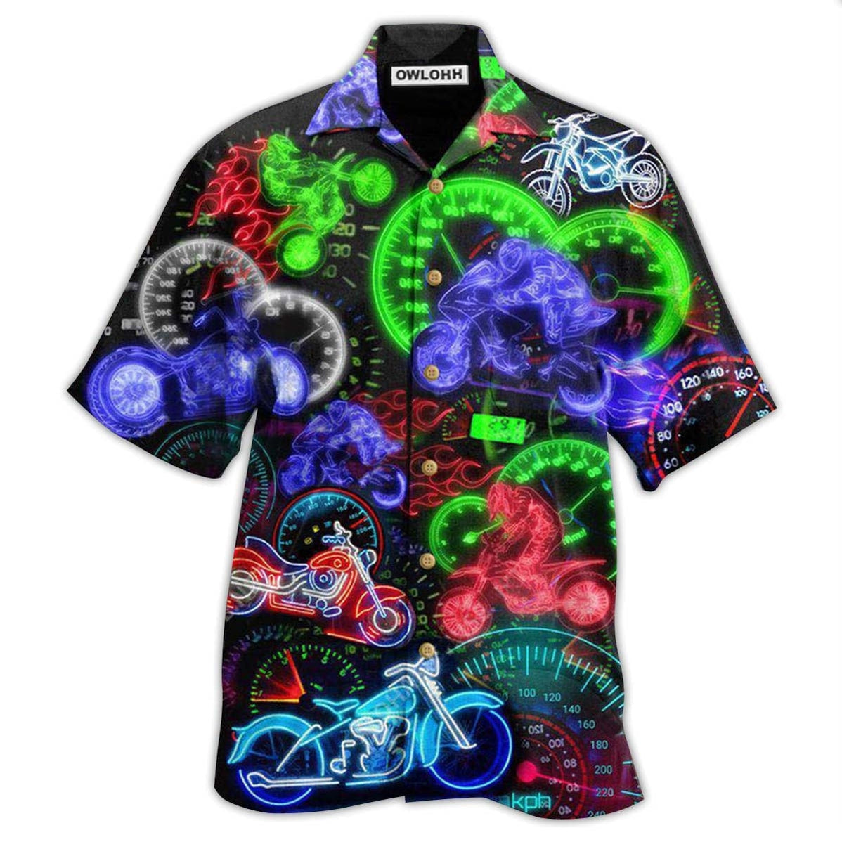 Hawaiian Shirt / Adults / S Motorcycle Ride Hard Or Stay Home Neon Light - Hawaiian Shirt - Owls Matrix LTD