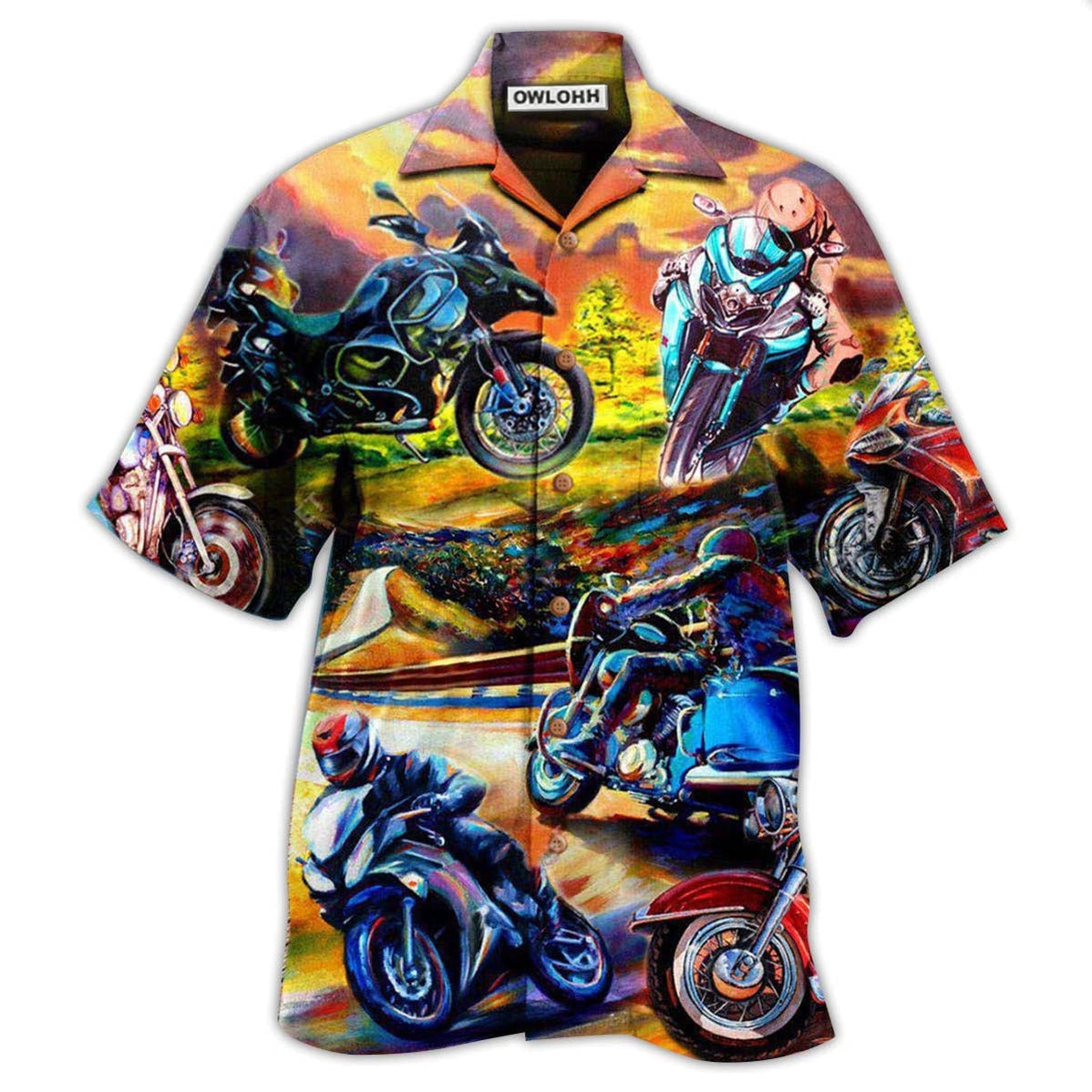Hawaiian Shirt / Adults / S Motorcycle Under The Sunset Romantic - Hawaiian Shirt - Owls Matrix LTD