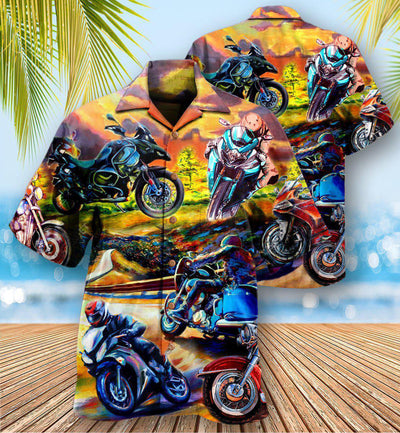 Motorcycle Under The Sunset Romantic - Hawaiian Shirt - Owls Matrix LTD