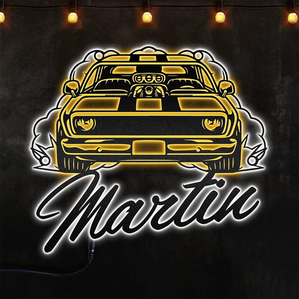 Muscle Car So Cool Life Personalized - Two Colours Led Lights Metal - Owls Matrix LTD