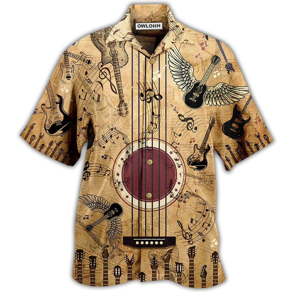 Hawaiian Shirt / Adults / S Guitar Music Amazing Guitar Vintage - Hawaiian Shirt - Owls Matrix LTD