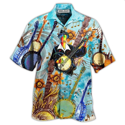 Hawaiian Shirt / Adults / S Banjo Music Cheerful Melodies From Banjo - Hawaiian Shirt - Owls Matrix LTD