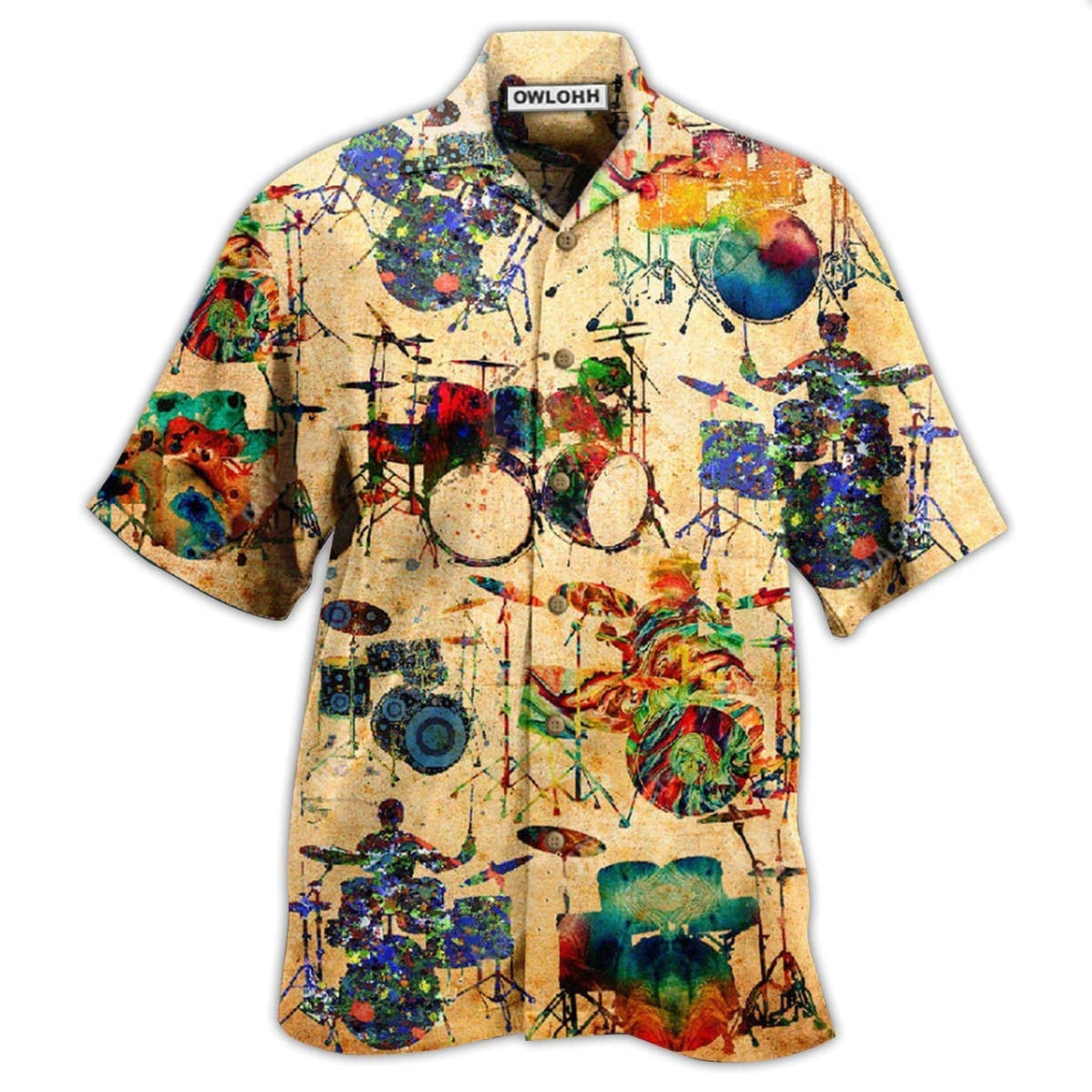 Hawaiian Shirt / Adults / S Drum Music Colorful Vintage - Hawaiian Shirt - Owls Matrix LTD