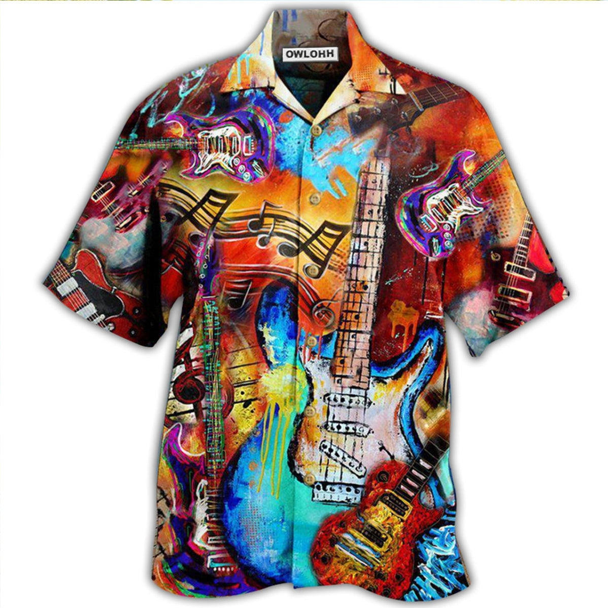 Hawaiian Shirt / Adults / S Guitar Music Guitar Go Where - Hawaiian Shirt - Owls Matrix LTD