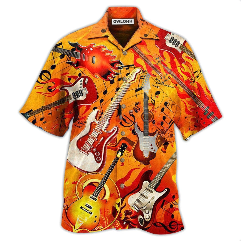 Hawaiian Shirt / Adults / S Guitar Is My Life Notes - Hawaiian Shirt - Owls Matrix LTD