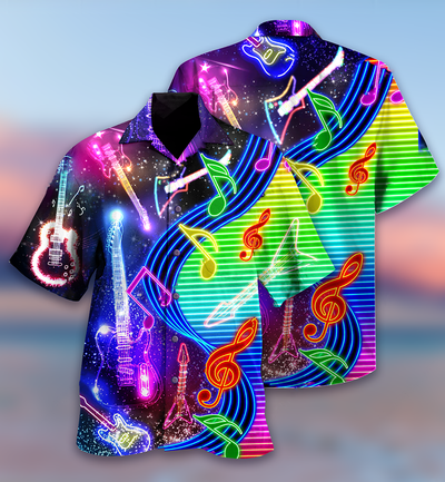 Guitar Love Light Neon - Hawaiian Shirt - Owls Matrix LTD