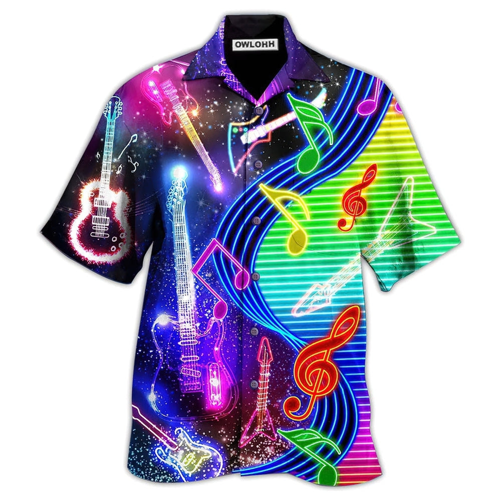 Hawaiian Shirt / Adults / S Guitar Love Light Neon - Hawaiian Shirt - Owls Matrix LTD