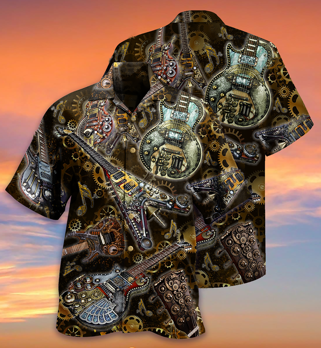 Guitar Machine Style - Hawaiian Shirt - Owls Matrix LTD