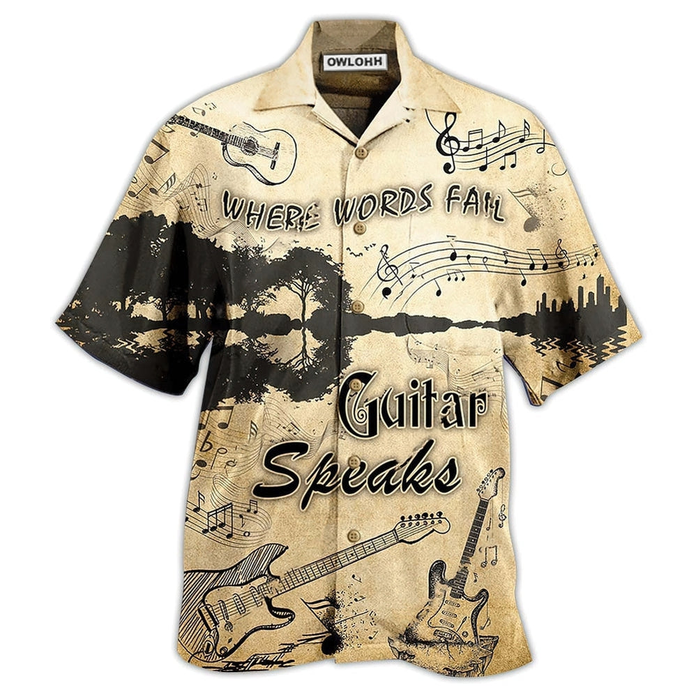 Hawaiian Shirt / Adults / S Guitar Speaks Love It - Hawaiian Shirt - Owls Matrix LTD