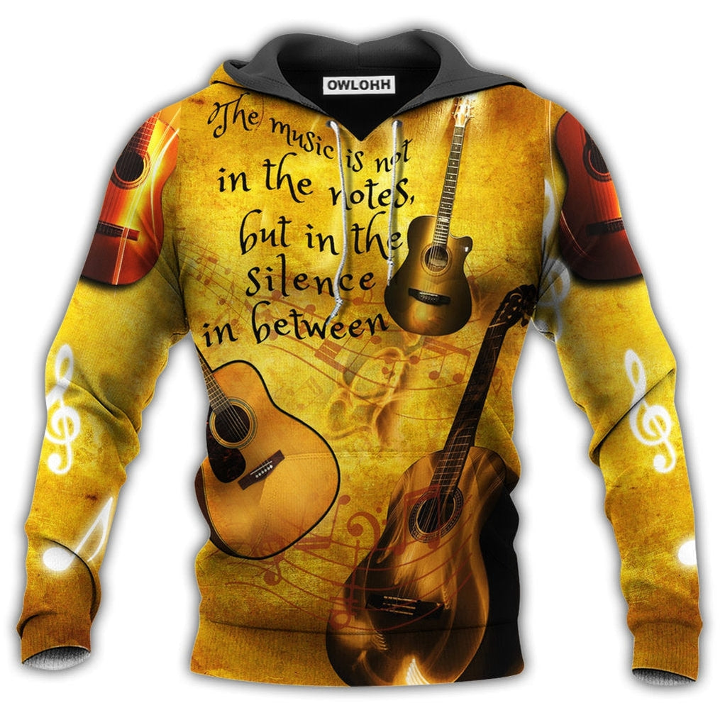 Unisex Hoodie / S Music Guitar The Music Is In The Silence Between Stunning Style - Hoodie - Owls Matrix LTD