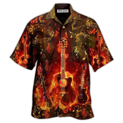 Hawaiian Shirt / Adults / S Guitar Music Guitar Where Words Fail Music Speak Flaming - Hawaiian Shirt - Owls Matrix LTD