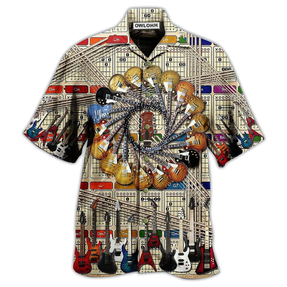 Hawaiian Shirt / Adults / S Guitar Music I Love Electric Guitar - Hawaiian Shirt - Owls Matrix LTD