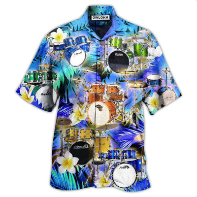 Hawaiian Shirt / Adults / S Drum Music Is Better With Drums And Plumerias - Hawaiian Shirt - Owls Matrix LTD