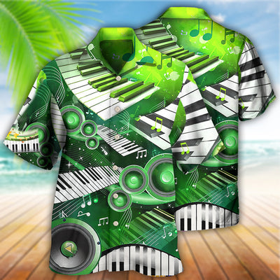 Piano Music Love Green Style - Hawaiian Shirt - Owls Matrix LTD