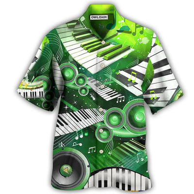 Hawaiian Shirt / Adults / S Piano Music Love Green Style - Hawaiian Shirt - Owls Matrix LTD