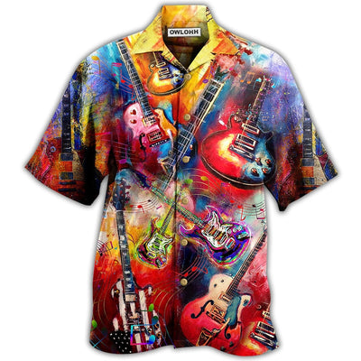Hawaiian Shirt / Adults / S Guitar Music Mix Color Love Life Very Much - Hawaiian Shirt - Owls Matrix LTD
