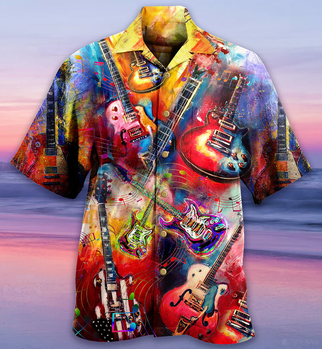 Guitar Music Mix Color Love Life Very Much - Hawaiian Shirt - Owls Matrix LTD