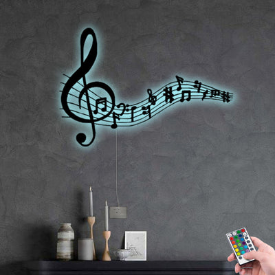 Music Notes So Easy - Led Light Metal - Owls Matrix LTD