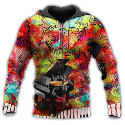 Zip Hoodie / S Music Piano Guide You to the World With Red Style - Hoodie - Owls Matrix LTD