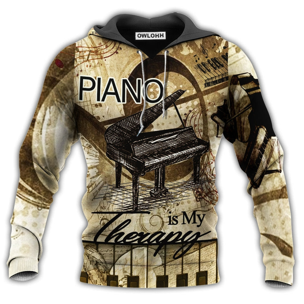Unisex Hoodie / S Music Piano Is My Therapy Brown Style - Hoodie - Owls Matrix LTD