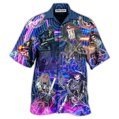 Hawaiian Shirt / Adults / S Guitar Skull Music Skull Crazy Purple - Hawaiian Shirt - Owls Matrix LTD