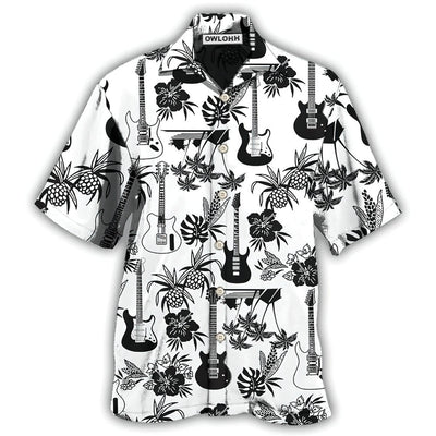 Hawaiian Shirt / Adults / S Guitar Music With Electric Guitar - Hawaiian Shirt - Owls Matrix LTD