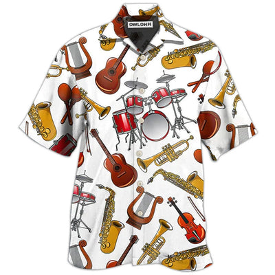 Hawaiian Shirt / Adults / S Music Instruments White Style - Hawaiian Shirt - Owls Matrix LTD