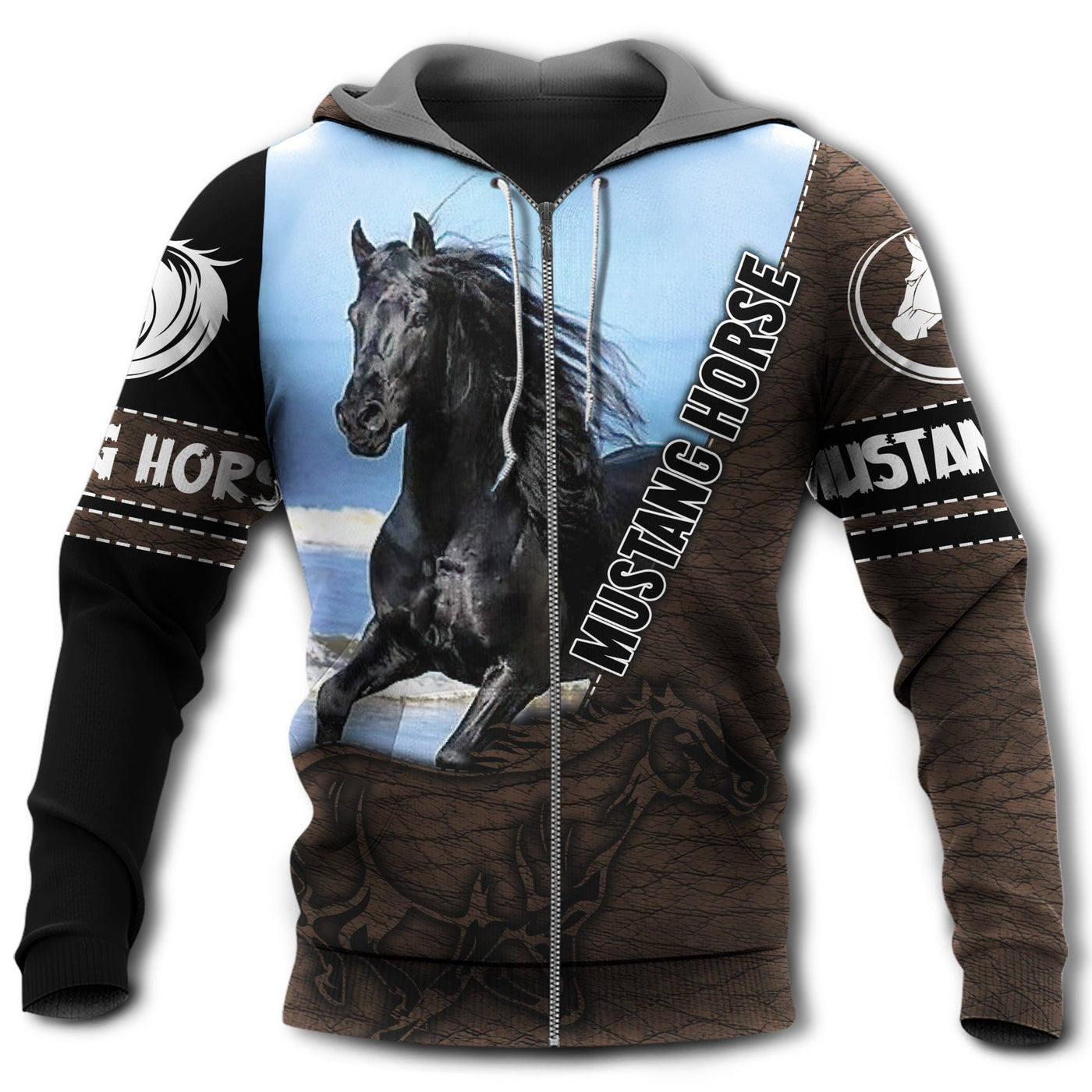 Zip Hoodie / S Mustag Horse Love Horse - Hoodie - Owls Matrix LTD
