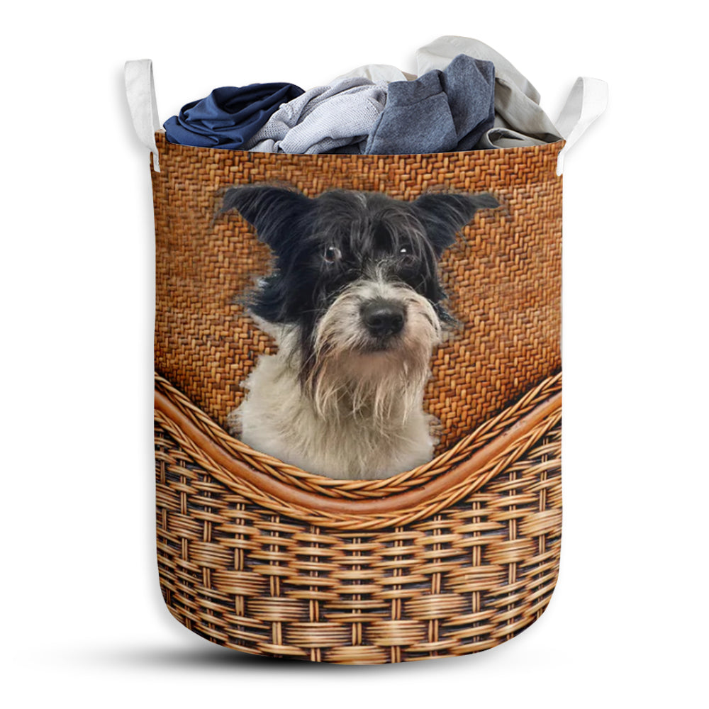 Dog Mutts Dog Rattan Teaxture - Laundry Basket - Owls Matrix LTD
