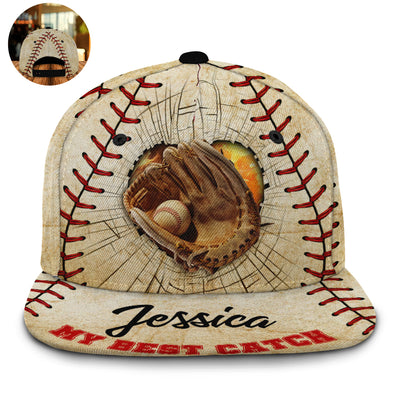 My Best Catch / One Size Baseball My Best Ball My Best Catch Couple Baseball Lover Personalized - Flat Brim Baseball Cap - Owls Matrix LTD