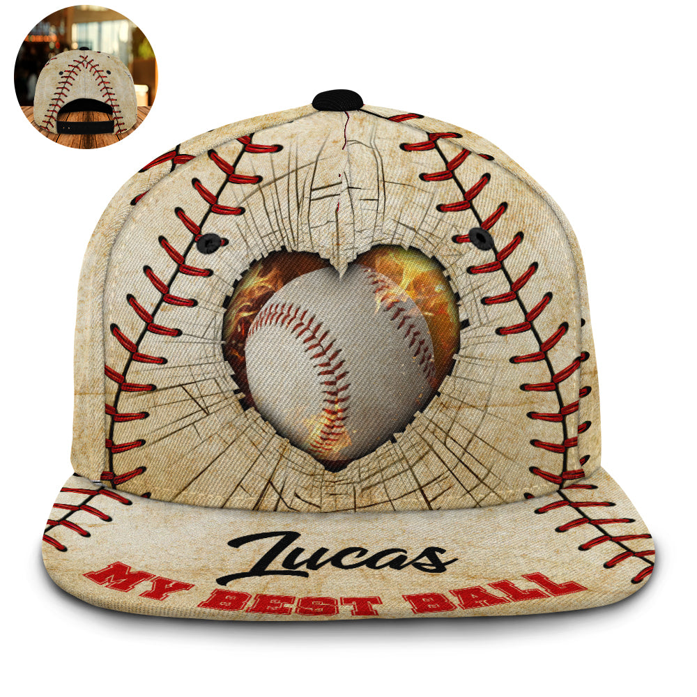 My Best Ball / One Size Baseball My Best Ball My Best Catch Couple Baseball Lover Personalized - Flat Brim Baseball Cap - Owls Matrix LTD