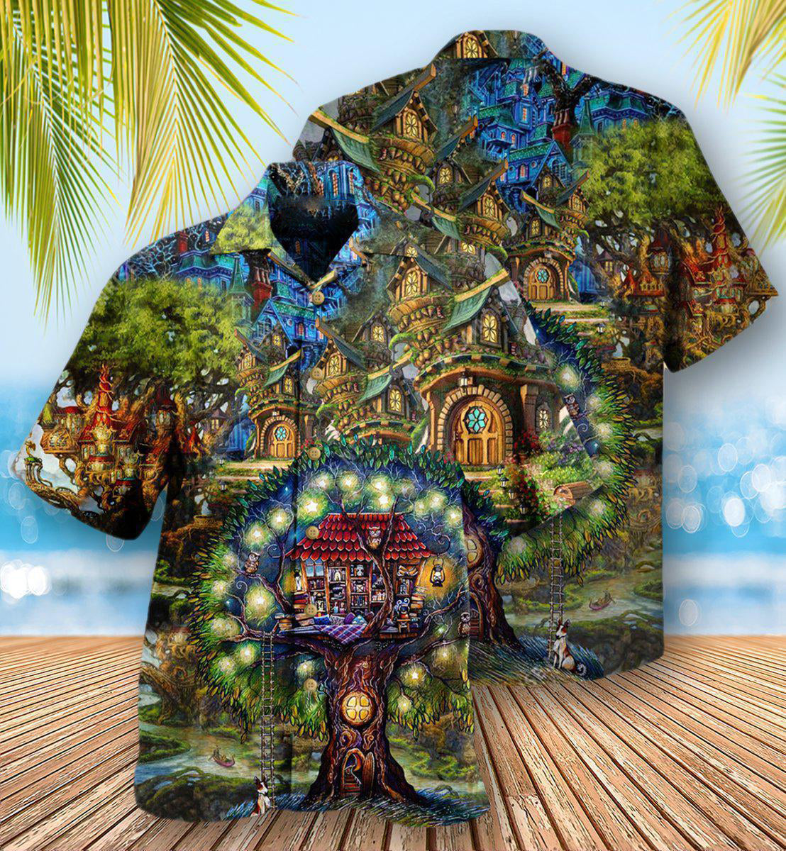 Hippie My Mysterious Dream Treehouse - Hawaiian Shirt - Owls Matrix LTD